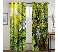 GDYRYD Tende Per Finestre Oscuranti 3D Alberi Verdi, Sole, Uccelli L 70 X A 160 cm 2 Pannelli Tende Oscuranti Per Interni Termica Isolante Camera Da Letto Soggiorno Cucina Tenda Oscurante Finestra Pe