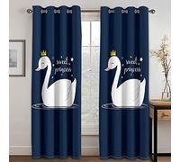 GDYRYD Tende Per Interni 2 Pezzi Tende Finestra Oscuranti Moderne Con Occhielli L 70 X A 245 cm 3D Simpatico Cigno Dei Cartoni Animati Tenda Oscurante Finestra Soggiorno Camera Da Letto Termica Isola