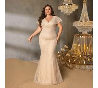 Ge Glamour Plus Luxury Beaded Mermaid D Dress Con Paillettes Scintillanti - Perfetto Per Gala, Matrimoni, Balli e Carpet Rossi 1XL,2XL,3XLPiantePaillettes