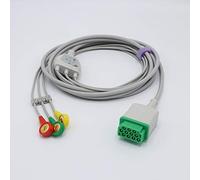 Ge-Marquette - Cavo ECG compatibile con Direct Connect ECG, 11 pin, 3 conduttori, 5 cavi a scatto, connettore ECG, standard IEC CE approvato (3 cavi a scatto)
