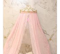 GE&YOBBY Baldacchino Letto in Pizzo,Corona Principessa Tenda Letto Zanzariera di Corte con Decorativo Drapery Metal Crown per Camera da Letto-Rosa