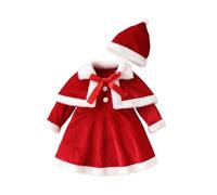 Geagodelia Abito da Neonata Bambina per Natale Vestito Natalizio Babbo Natale Carino Set di Vestitio Regalo Bimba (B-Rosso, 6-12 Months)