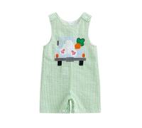 Geagodelia Bambino Bambino Bambino Vestito di Pasqua Coniglietto Carota Ricamato Pagliaccetto Senza Maniche My First Easter Baby Grow Baby Vestiti Estivi, Righe Pickup Bunny Carota Verde Chiaro, 6-12