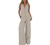 Geagodelia Blazer Gilet + Pantaloni a Gamba Larga Elegante 2 Pezzi