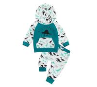Geagodelia Completi Bambini Vestiti Outfit Neonati Set Felpa con Cappuccio Manica Lunga + Pantaloni Morbido Stampa Mini Boss (Verde, 4-5 anni)