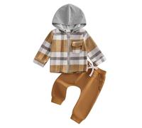 Geagodelia Completi Tuta Bambini Sportivo Abbigliamento Neonati Jogging Contrasto Colore Pullover con Cappuccio Orecchie di Orso + Pantaloni da Jogging (IT, Età, 18 mesi, 24 mesi, D Marrone)