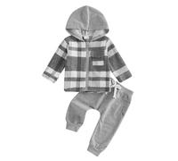 Geagodelia Completi Tuta Bambini Sportivo Abbigliamento Neonati Jogging Contrasto Colore Pullover con Cappuccio Orecchie di Orso + Pantaloni da Jogging (IT, Età, 2 anni, 3 anni, D Grigio)