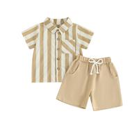 Geagodelia Completini e Coordinati Neonato Gentiluomo Estivo 2 Pezzi Camicia Bianco Stampa Floreale Maniche Corte con Fiocco + Pantaloncini Suit Formali Bambino (I Giallo, 0-6 mesi)
