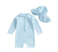 Geagodelia Costume da Bagno Intero per Neonato con Cappello Manica Lunga Zip Up Stampa Tartaruga/Dinosauro Costume da Bagno Un Pezzo Protezione Solare Nuotare (C Blu, 6-12 Mesi)