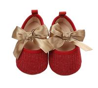 Geagodelia Scarpe Neonata Scarpe Primi Passi Antiscivolo con Suola Morbida Scarpe Bambina Battesimo Scarpe Principessa con Fiocco Carine Scarpine da Passeggio 0-12Mesi (Rosso, 9-12 Mesi)