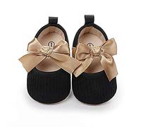 Geagodelia Scarpe Neonata Scarpe Primi Passi Antiscivolo con Suola Morbida Scarpe Bambina Battesimo Scarpe Principessa con Fiocco Carine Scarpine da Passeggio 0-12Mesi (Nero, 6-9 Mesi)