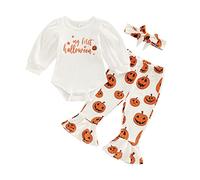 Geagodelia Set Body Top + Pantaloni + Fascia per neonati, per neonati, per neonati, morbido set per bambini My First Halloween, A - bianco., 3-6 Monate