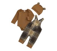 Geagodelia Vestiti Neonati Bambini Orso Koala Stampato Set Romper a Maniche Lunghe e Pantaloni 3 pezzi Cappello Primavera Autunno Completini Bimbi (Marrone, 6-9 mesi)