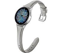 GEAK - Cinturino sottile compatibile con Samsung Galaxy Active 2, 40 mm, 44 mm, 20 mm, cinturino in vera pelle per Galaxy Watch 42 mm/Watch 3 41 mm/Active/Gear S2 Classic/Gear Band per donne e ragazze, grigio