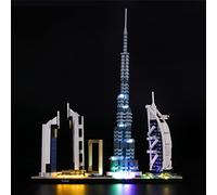 GEAMENT Set di Luci LED per Dubai Modello da Costruire - Kit Di Illuminazione Compatibile Con LEGO Architecture 21052 (Modello di mattoncini non incluso)
