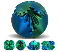 Gear Ball Stampato in 3D, Gearsphere - The Steampunk Whirling Wonder Fidget Gear Spere, Giocattoli Girevoli con Sfera di Torsione, Antistress Giocattoli per Bambini Adulti (Verde Blu Laser)