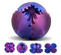 Gear Ball Stampato in 3D, Gearsphere - The Steampunk Whirling Wonder Fidget Gear Spere, Giocattoli Girevoli con Sfera di Torsione, Antistress Giocattoli per Bambini Adulti (Purpola Blu Laser)