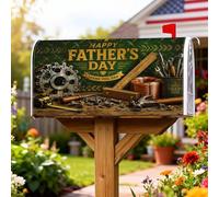 Gear Coperture magnetiche per cassetta postale, righello rustico maschile, martello per la festa del papà, copertura stagionale per la casa e il giardino, 53 x 64 cm