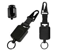 Gear Keeper CB - Confezione da 2 supporti per microfono retrattili con clip a scatto, con cordino regolabile e kit di montaggio hardware (nero)