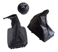 Gear Shift Knob Boot Handbrake Cover 3 Piece Set PU Leather Black | for opel CORSA C, for TIGRA B, for COMBO C 2004-2009(WITH WHITE CIRCLE)