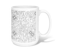 Gear - Tazza da caffè in ceramica, tecnica moderna, con bussola, tazza da tè con manico, ideale per amicizia, famiglia, colleghi, personale, insegnanti, 425,2 g