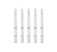 Gear4music Bacchette 5A in hickory per esercitazioni e performance con punta in legno, bianco - Confezione da 5 pezzi