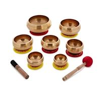 Gear4music Life Set di sette pezzi di ciotole per il canto in ottone martellato