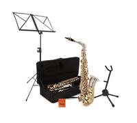 Gear4music, set per principianti per sassofono contralto, nichel e oro