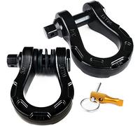 GearAmerica Aluminum Alloy Ultra Shackles - 30,000 lbs MBS, 10,000 lbs WLL - Safely Connect a Tow Strap, Rope or Winch Line for Off-Road Recovery - No Rust Alternative to ¾” D-Rings - 2-Pack, Black
