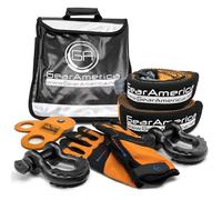 GearAmerica Off-Road Recovery Kit Cinghia di traino + Albero Saver + Heavy Duty Snatch Block puleggiaWinch linea di borse Dampener + Recupero finale 4X4 verricello & Accessori Rigging arancia