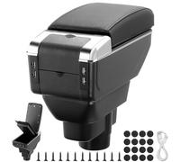 GEARCELL Bracciolo portaoggetti per auto con 7 porte di ricarica USB, adatto per Opel Corsa D 2006-2014, vano portaoggetti a doppio strato, in pelle PU, colore nero