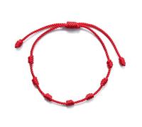 Geardeangloow Bracciali annodati con 7 nodi fortunati braccialetto intrecciato regolabile semplice femminile accessori popolari catena a mano adulti indossare rosso, as description, Plastica, come