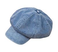 Geardeangloow Cappello da newsboy in cotone denim morbido 8 pannelli Baker Boy berretti piatti vintage azzurro 58-60 cm, Azzurro, 58-60 cm, 8