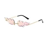 Geardeangloow Fuoco Fiamma Occhiali Da Sole Ad Alta Definizione Occhiali Per Viso Ovale Senza Telaio In Esecuzione Donne UV 400 Classico Trasparente Ampio Angolo Aperto Rosso Rosso, Rosa chiaro, rosa