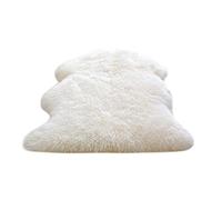 Geardeangloow Tappeto decorativo in finta pelle di pecora, ultra morbido, per sedia, divano, tappeto caldo peloso, bianco, 60 x 90 cm