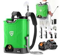 GEAREVER Irrigatore a pressione a batteria da 18 l, con 2 batterie da 21 V 4,0 Ah, spruzzatore posteriore con pressione 0-100 PSI, sistema di miscelazione, 7 ugelli e lancia telescopica, per giardino