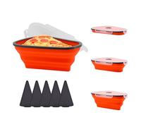 Gearific Contenitore pieghevole per pizza in silicone con coperchio, contenitore riutilizzabile per pizza con 100 pezzi di carta da forno, contenitore per pizza per risparmiare spazio (1)