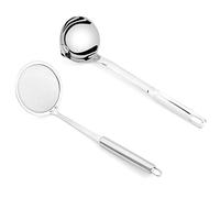 Gearific Cucchiaio per schiumarola da 2 Pezzi Cucchiaio per Alimenti a Maglia fine Mestolo in Acciaio Inossidabile Cucchiaio per Filtro dell'olio per Cottura di Grasso, sugo e Schiuma