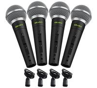 GEARit 4 microfoni cardioide dinamici vocali con interruttore on/off e clip per microfono (cavo venduto separatamente)