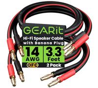 GearIT Cavo altoparlante da 14 AWG con connettori a banana (confezione da 2, 3,3 piedi - 1 metro), calibro 14 Ga per audio surround HiFi bi-Wire Bi-Amp HiFi - 99,9% rame OFC, punte placcate in oro,