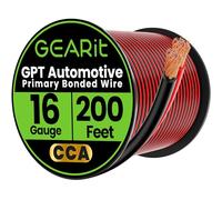 GEARit Cavo da 16 gauge (61 m, nero/rosso) GPT Automotive primario legato - 2 conduttori CCA, per audio auto, altoparlanti, cablaggio rimorchio, elettrico, 60 m, totale 16 GA AWG