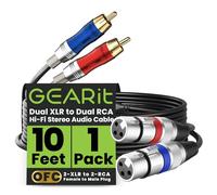 GearIT Cavo doppio 2 XLR femmina a doppio 2 RCA maschio (3 m) da 2 XLR a 2 RCA femmina a maschio per home theater, amplificatori, sistemi Hi-Fi, microfono, 10 piedi