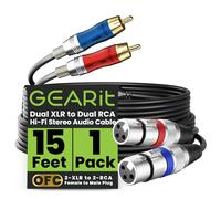 GearIT Cavo doppio da 2 XLR femmina a doppio 2 RCA maschio (4,6 m) da 2 XLR a 2 RCA femmina a maschio, per mixer Home Theater, amplificatori, sistemi Hi-Fi, microfono, 15 piedi