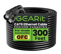 GearIT Cavo Ethernet CAT6, compatibile con EtherCON, connettori RJ45 per Pro Audio, schermatura in alluminio, rame privo di ossigeno, 91,4 m, nero
