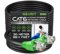 GearIT Cavo Ethernet per esterni Cat6 (30 metri) CCA rivestito in rame, impermeabile, sepoltura diretta, In-Ground, giacca UV, POE, rete, Internet, Cat 6, cavo Cat6, 30 m
