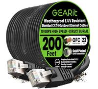 GearIT Cavo Ethernet per esterni Cat6 (61 m) 23AWG puro rame, FTP, LLDPE, impermeabile, sepoltura diretta, messa a terra, resistente ai raggi UV, POE, rete, LAN, Internet, Cat 6, cavo Cat6-60 metri