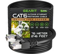 GearIT Cavo Ethernet per esterni Cat6 (75 m) 23AWG puro rame, FTP, LLDPE, impermeabile, sepoltura diretta, interramento diretto, resistente ai raggi UV, POE, rete, Lan, Internet, Cat 6, cavo Cat6, 75