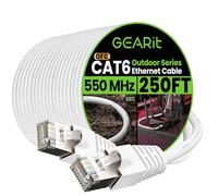 GEARit Cavo Ethernet per esterni Cat6 (76,2 m) 23AWG puro rame, FTP, LLDPE, impermeabile, sepoltura diretta, messa a terra, resistente ai raggi UV, POE, rete, LAN, Internet, Cat 6, cavo Cat6-650