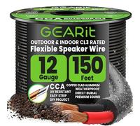 GEARit Cavo per altoparlanti calibro 12, calibro 12, CL3, 45,7 m, con codifica colore rosso/nero, cavi per altoparlanti esterni per casa, auto, esterni, patio, giardino, parete, cortile, CC (nero, 2