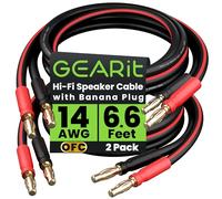 GearIT Cavo per altoparlanti da 14 AWG con spine a banana (2 pezzi, 6.6 piedi,2 metri) calibro 14Ga filo banana per audio surround bi-Amp bi-Amp HiFi - 99.9% rame OFC, punte placcate oro - nero, 6 ft
